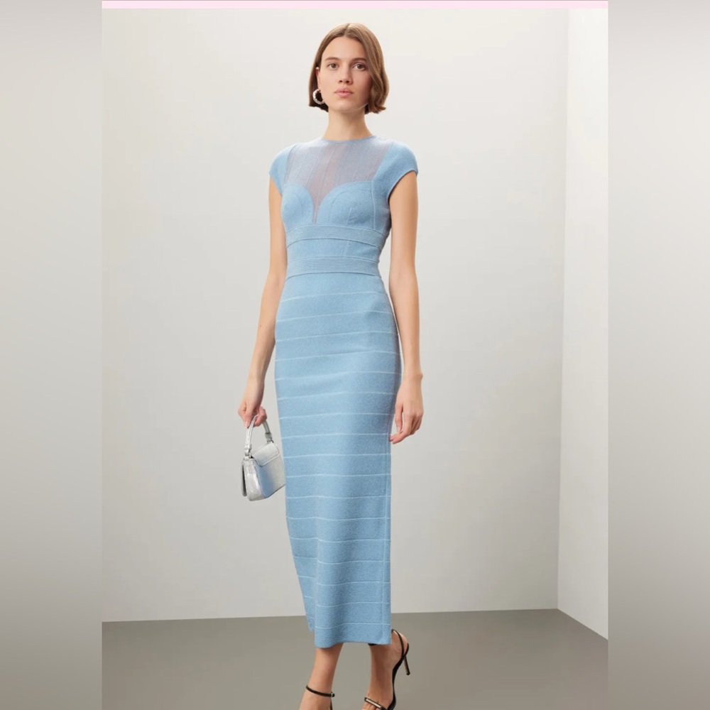 Herve Leger Light Blue Midi Dress